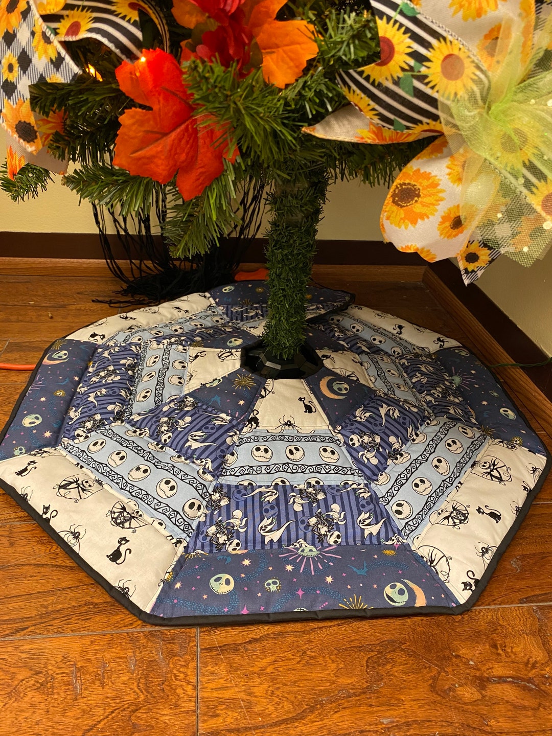 Nightmare Before Christmas Tree Skirt in Blue Jack and Zero as Etsy