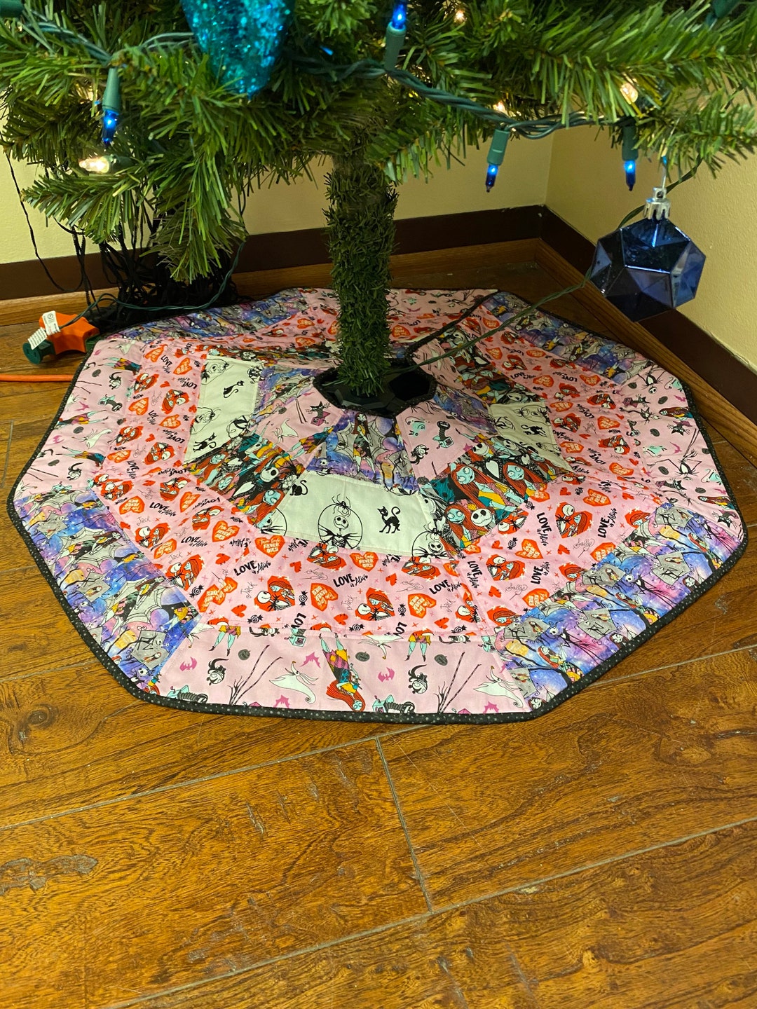 NBC Jack and Sally on Pink Tree Skirt Framed in a Heart Etsy