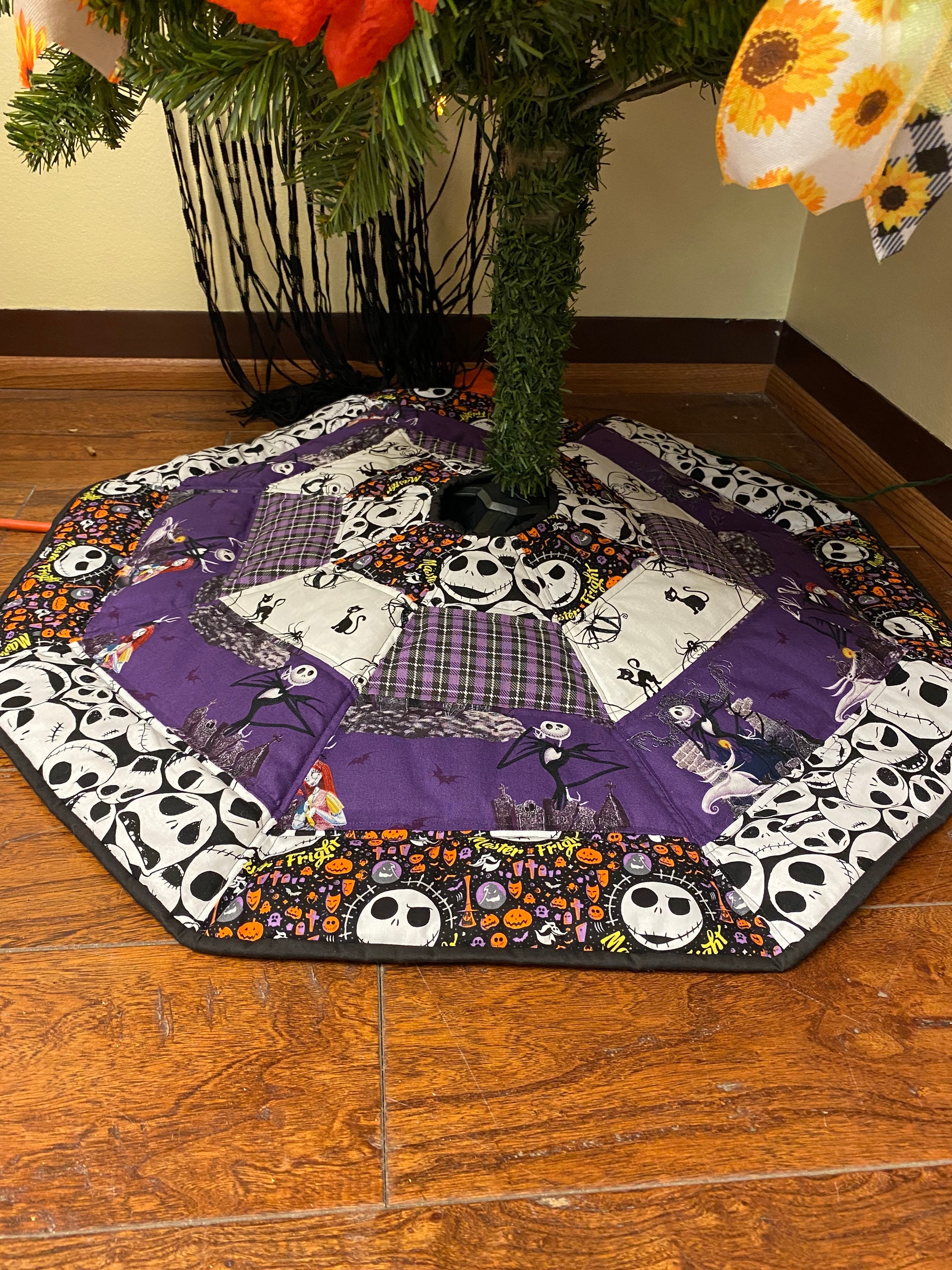 Nightmare Before Christmas Tree Skirt Jack and Sally Showing Etsy