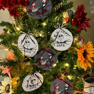 NBC Jack and Sally ornaments for a seasonal tree.  Set of 6.