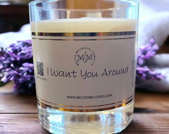 I Want You Around | Sage Candle | Cedarwood Candle | Lavender Candle | Gifts for Her | Music Lover | Love Song | 8oz Candle | Rock Glass