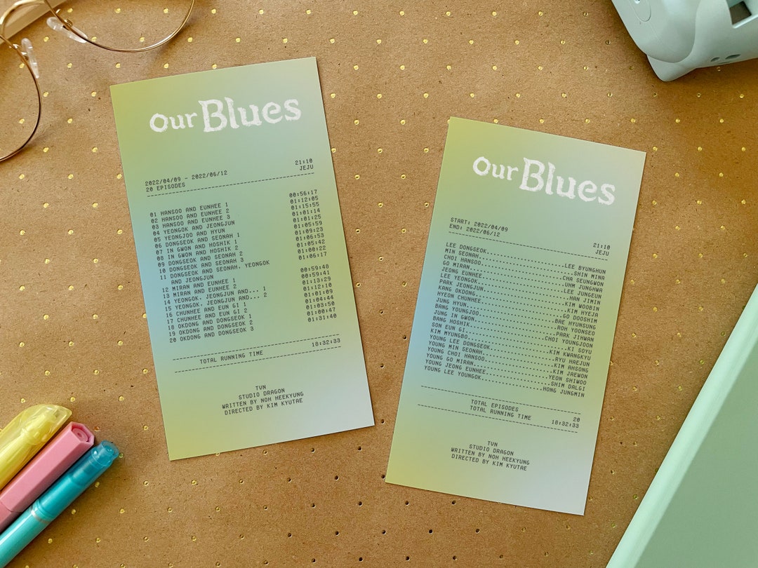 OUR BLUES Kdrama Receipts Etsy