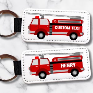 Custom Fire Truck Keychain – Personalized Name Tag Key Ring for Kids or Firefighters