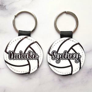 Personalized Volleyball Keychain: Vegan Leather Sports Team Keyring