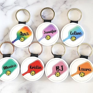 PU Vegan Leder Benutzerdefinierte Name Pickleball Schlüsselanhänger, personalisierte Sportmannschaft Schlüsselanhänger, Pickleball Paddles Taschenanhänger