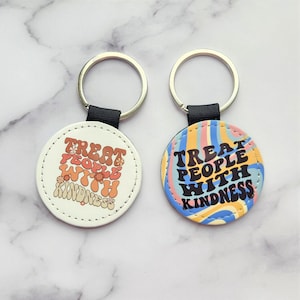 Retro TPWK Treat people with kindness keychain, PU Leather Key Chain, Key Chain