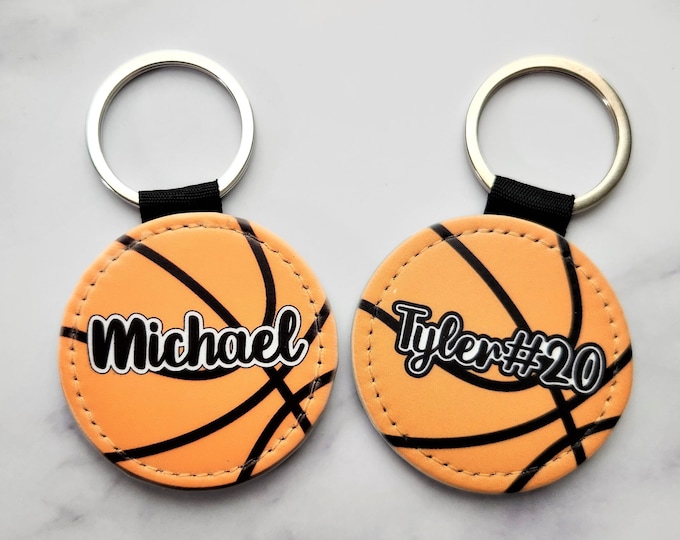 PU Vegan Leather Custom Basketball Key Chain, Personalized Sports Team Key Ring, personalized gift