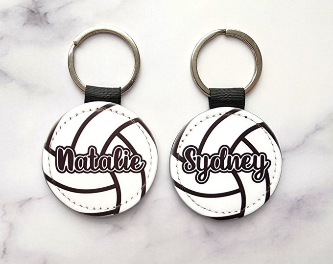 PU Vegan Leather Custom Name Volleyball Key Chain, Personalized Sports Team Key Ring, personalized gift