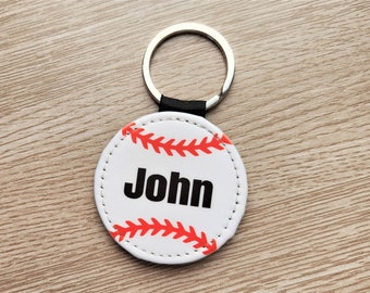 PU Vegan Leather Custom Name Baseball Softball Key Chain, Personalized Sports Team Key Ring, personalized gift