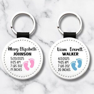 Personalized Baby Stats Keychain – Custom Name, Birth Info & Footprint –  Newborn Gift – One-Sided Birth Announcement Keepsake