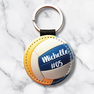 Personalized Volleyball Key Chain, Custom Sports Team Key Ring, Team Gift, Coach Gift, Volleyball Accessories