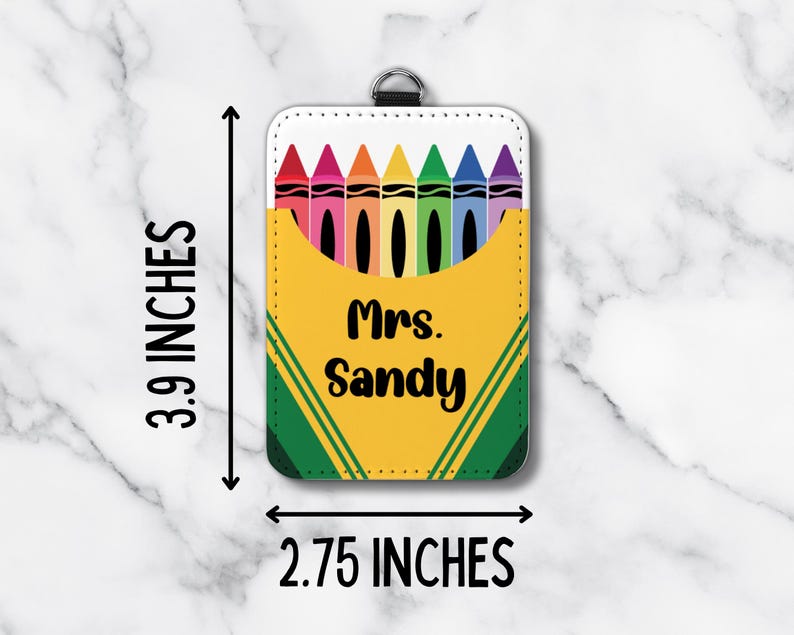 Personalized Crayon Teacher ID Badge Holder – Custom Name School Staff ...