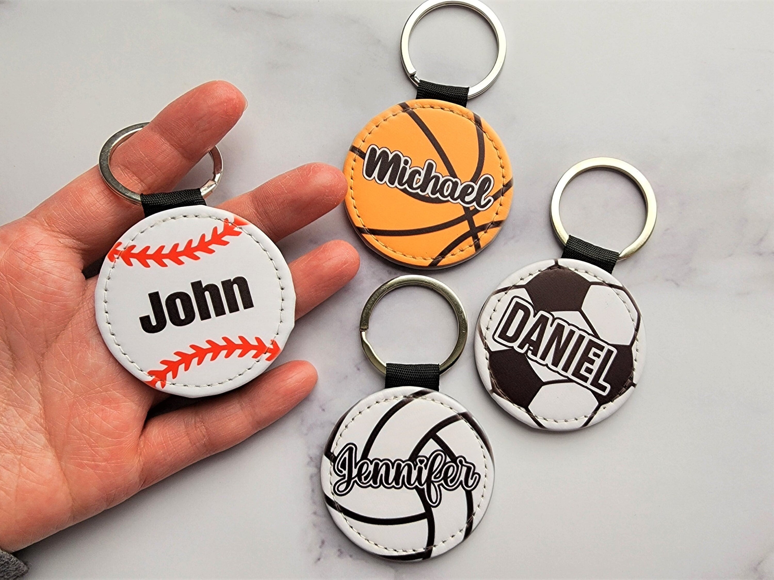 Custom Name Sports Key Chain, Personalized Sports Team Number Key Chain ...