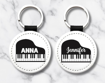 Gepersonaliseerde pianosleutelhanger: cadeau voor muziekliefhebber, sleutelhanger van PU-leer