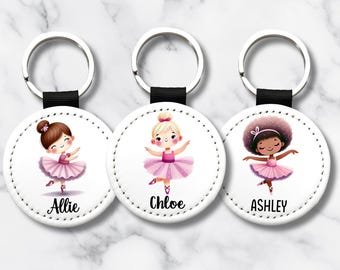 Personalized  Cartoon Ballerina Keychain: Custom Name, Dance Recital Gift