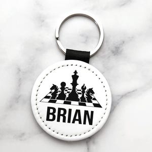 Personalized Custom Name Handmade Chess Key Chain Chess Board Key Ring