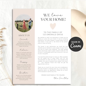 Plantilla de carta de oferta para el hogar / Carta de oferta para el comprador / Nos encanta su carta para el hogar / Carta al vendedor / Marketing inmobiliario / Plantilla Canva