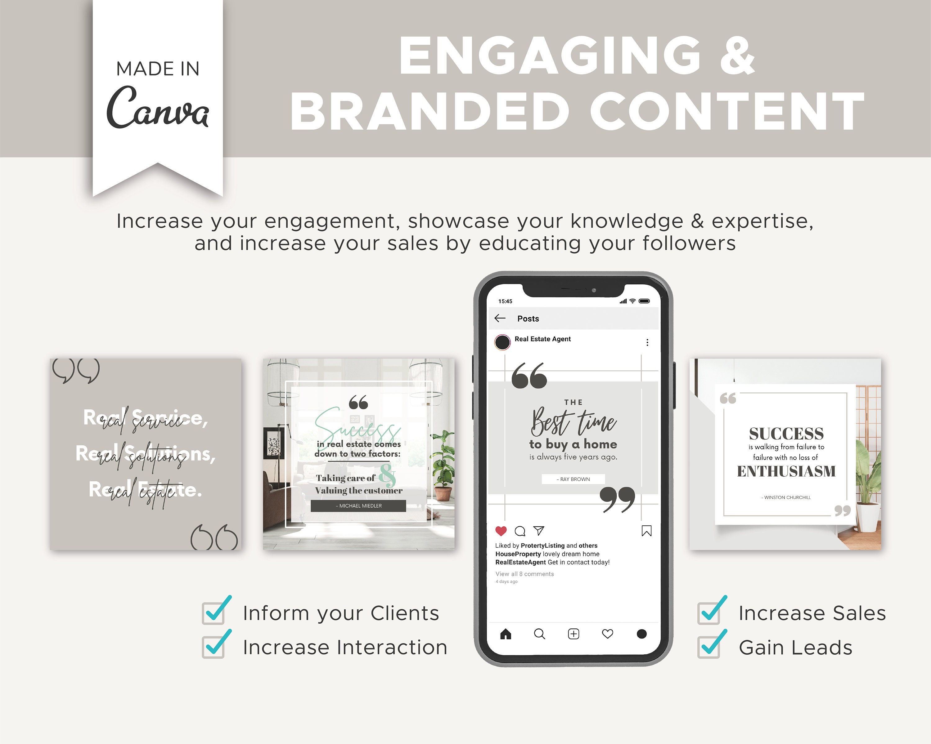 20 Realtor Quotes Instagram Posts | Real Estate Social Media Templates ...
