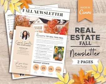 Real Estate Fall Newsletter | Real Estate Fall Marketing | Realtor Newsletter | Fall 2021 Newsletter | Fall Realtor Template |Canva Template