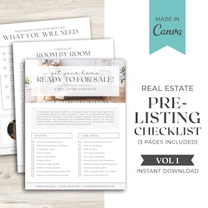 Real Estate Pre-Listing Checklist | Real Estate Marketing | Pre Listing Seller Checklist | Seller Resource | Editable Digital Real Estate