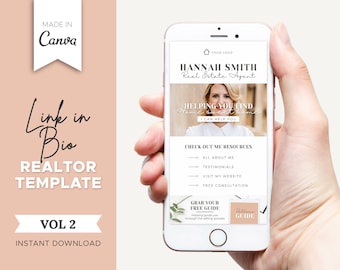 Link in Bio Template Vol 2 | Real Estate Marketing | Instagram Landing Page | Linktree Alternative | Mini Website | Digital Download | Canva