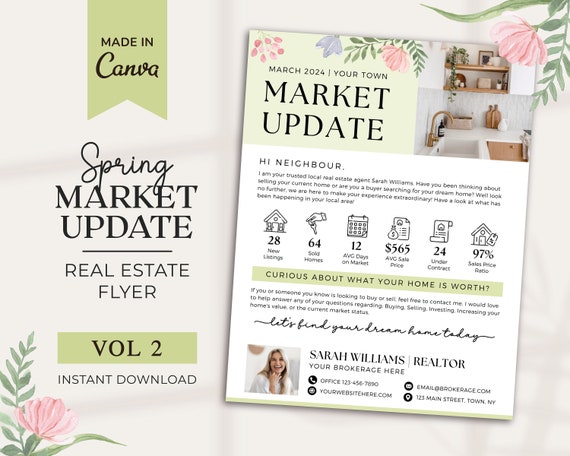 Spring Real Estate Market Update Flyer | Realtor Flyer | Spring Realtor Flyer | Real Estate Marketing | Realtor Market Update | Canva