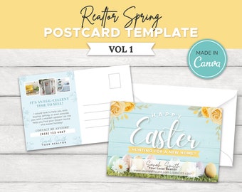 Easter Real Estate Postcard | Real Estate Spring Marketing | Realtor Pop By Card | Realtor Postcard Template | Real Estate Farming | Canva