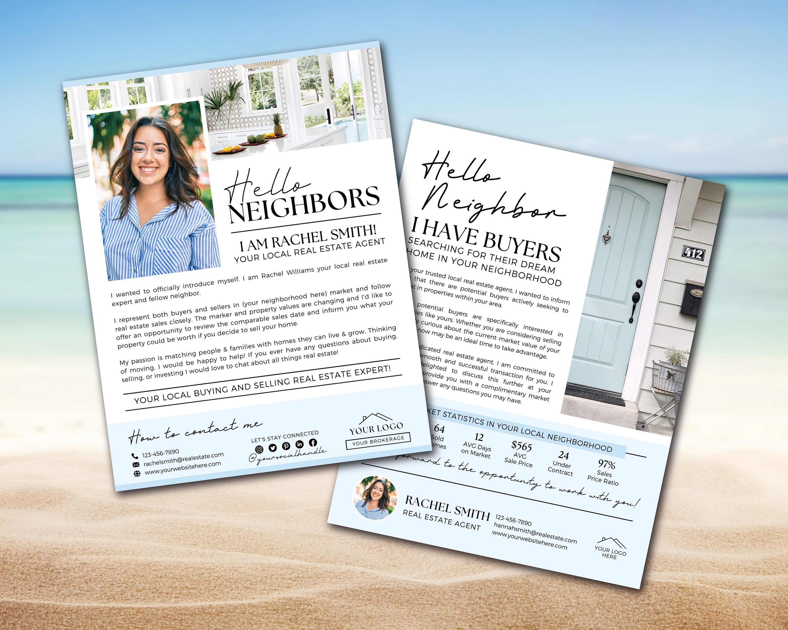 Summer Real Estate Flyer Bundle | Hello Neighbor Letter | Open House ...