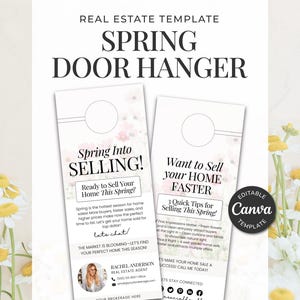 Spring Real Estate Door Hanger | Door Hanger Template | Real Estate Farming | Real Estate Marketing | Realtor Door Hanger | Canva Template