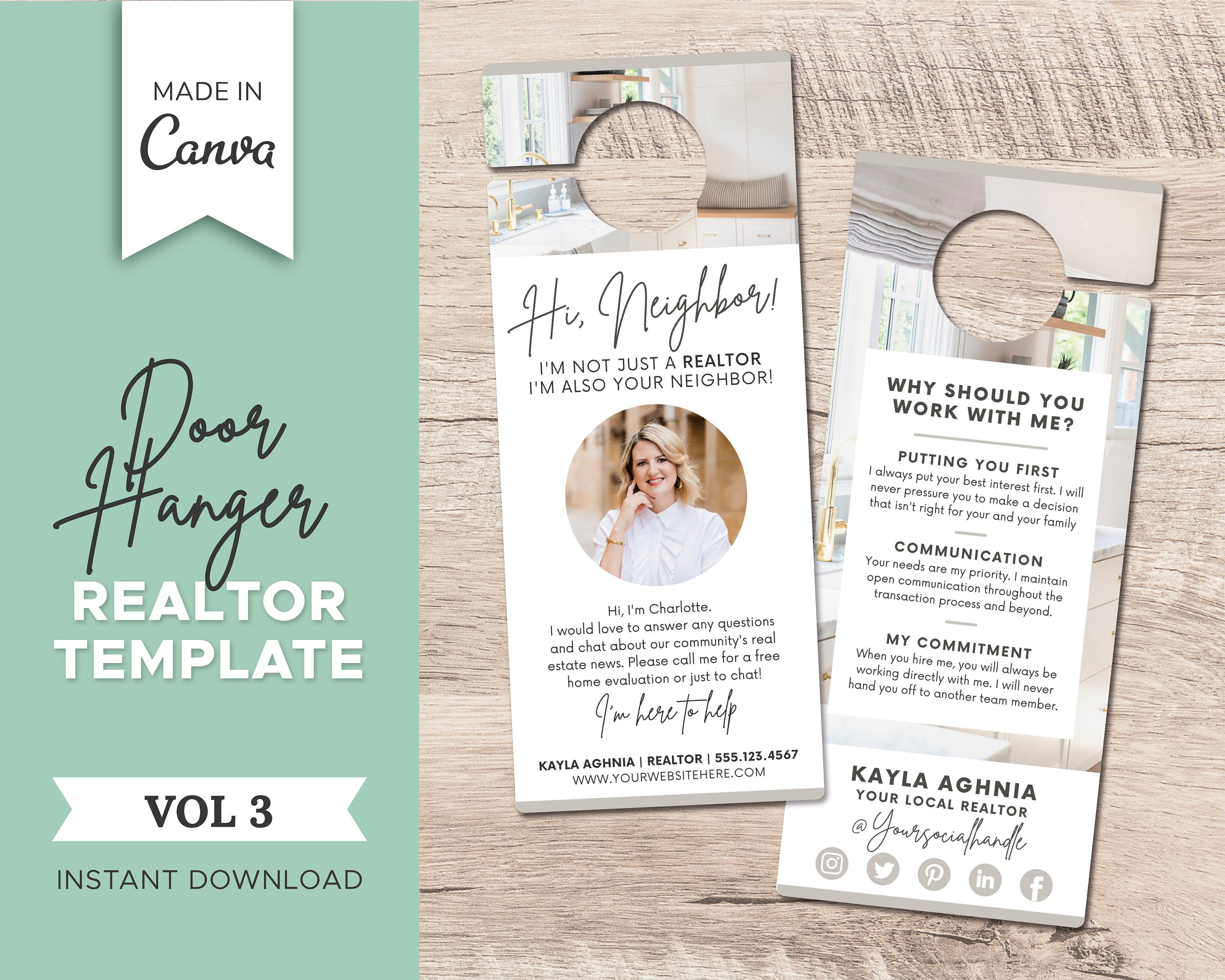 Real Estate Door Hanger Template Vol 3 | Realtor Door Knocking | Real Estate Farming | Neighborhood Flyer | Real Estate Marketing | Canva