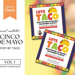Etiqueta Pop By para agente inmobiliario del Cinco de Mayo / Etiqueta de agradecimiento / Etiqueta de regalo para bienes raíces / Marca inmobiliaria / Agradecimiento al cliente / Canva / Pop By de primavera