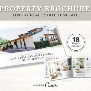 Immobilien-Broschüre | Immobilienmarketing | Eigentum Magazin | Makler Listing Flyer | Open House Broschüre | Canva Template