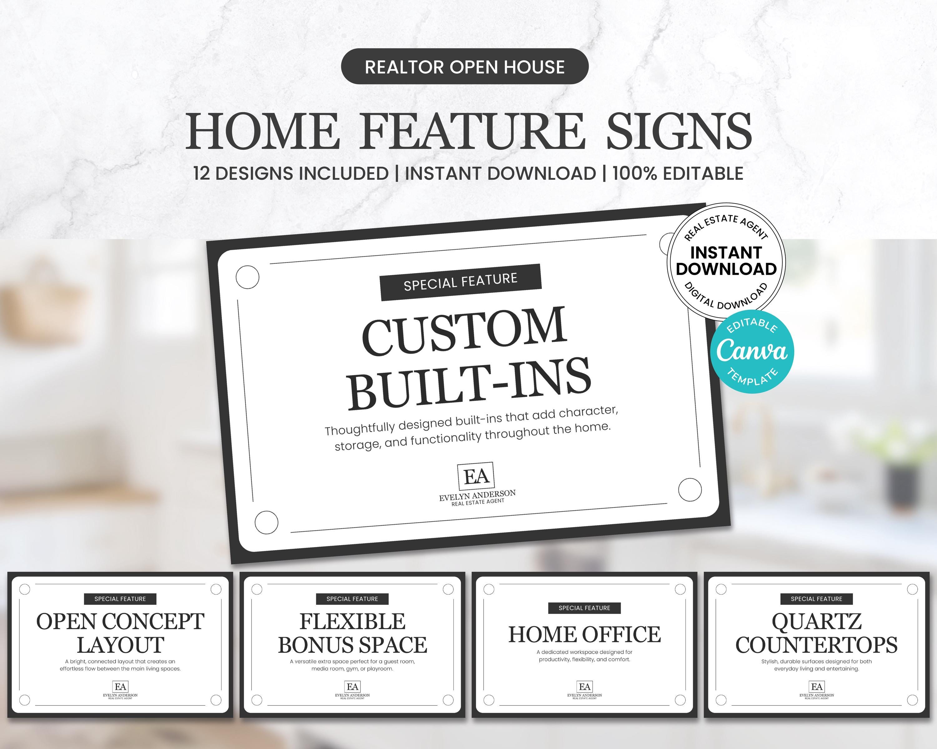 It Features A Sign Open House Feature Signs | Real Estate Feature Highlight Cards ...