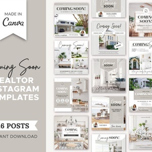 16 Coming Soon Realtor Instagram Posts | Real Estate Agent Social Media Post | Real Estate Marketing | Instagram Post Template