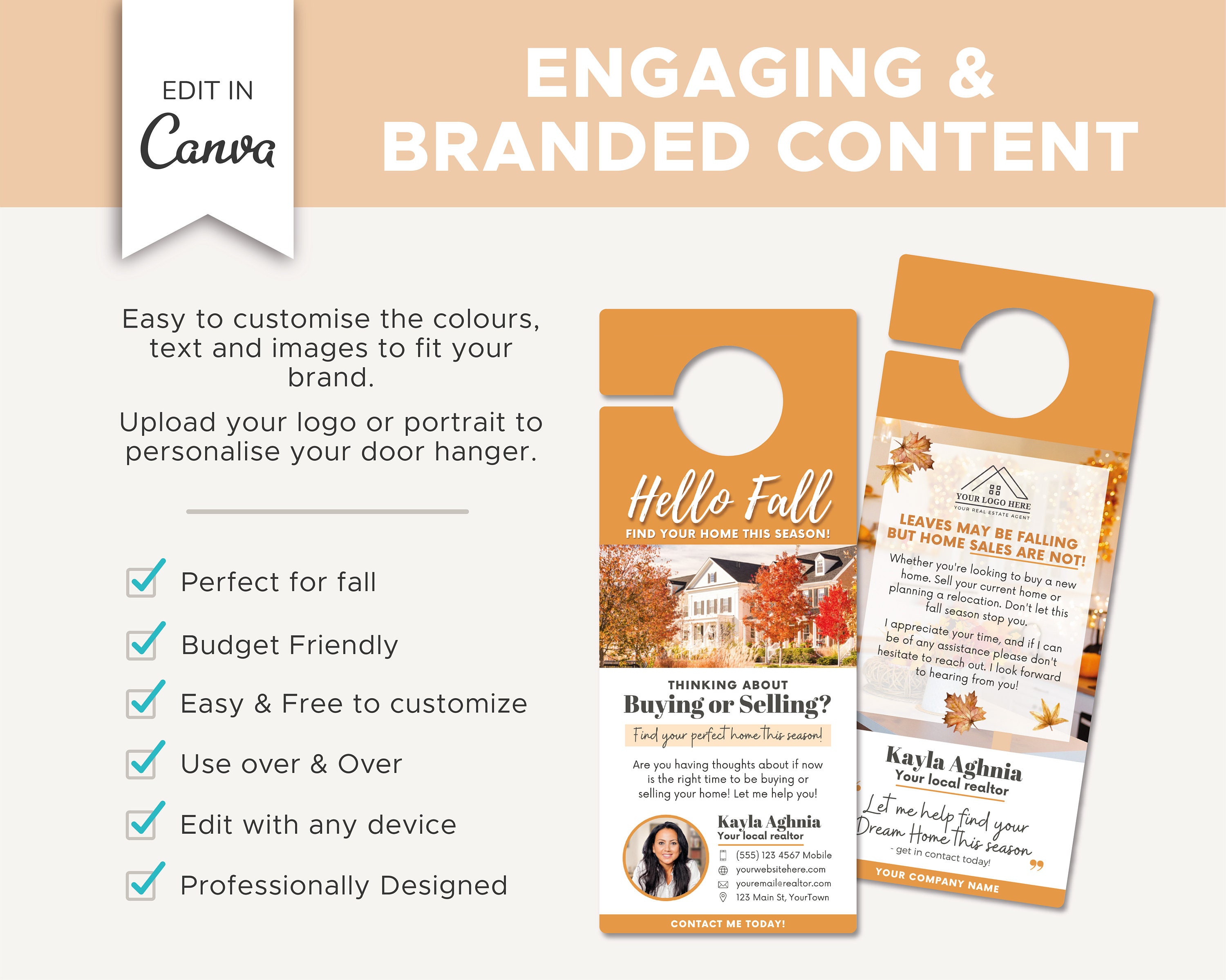 Fall Real Estate Door Hanger Vol 1 Realtor Door Knocking Etsy