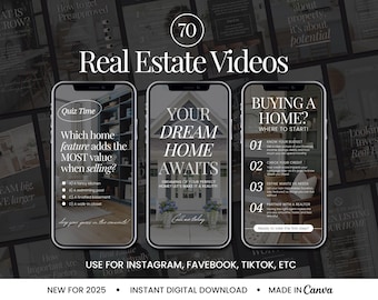 Plantilla de reels inmobiliarios / Redes sociales inmobiliarias / Marketing inmobiliario / Videos de reels de Instagram / Reels sin rostro / Videos de reels de Canva