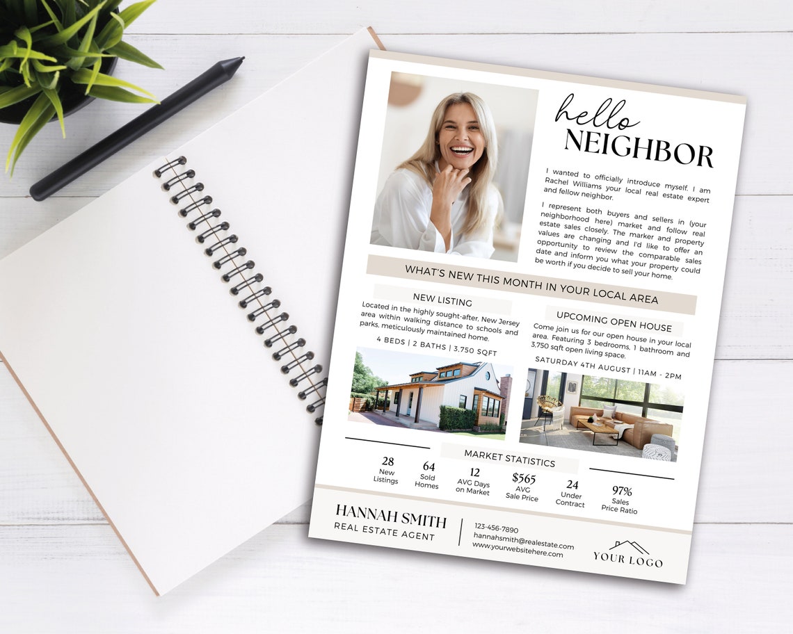Hello Neighbor Agent Introduction Flyer | Real Estate Market Update ...