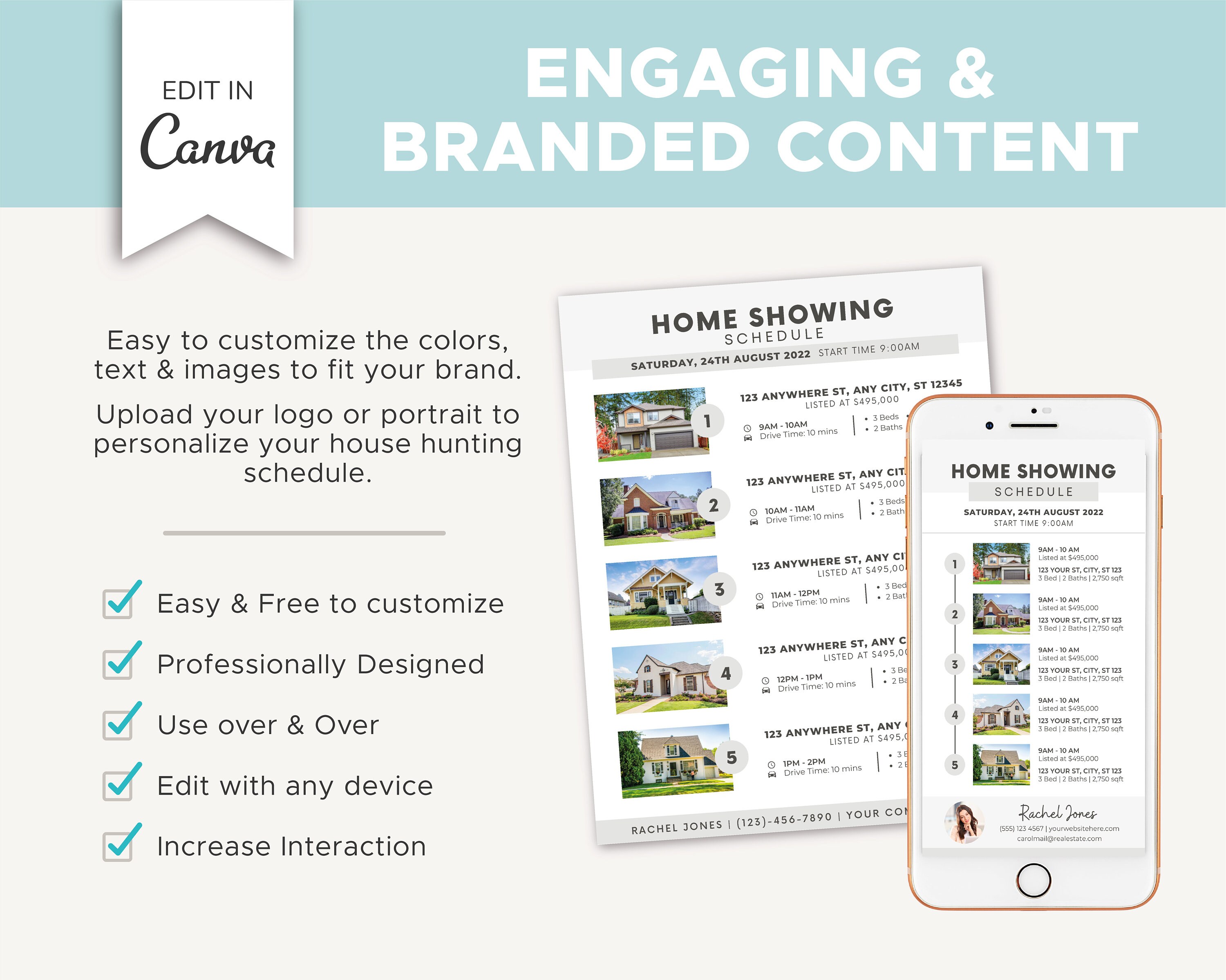 Textable House Hunting Schedule & Flyer | Real Estate Marketing | Home ...