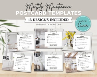 12 Monthly Maintenance Tips Realtor Postcards | Real Estate Postcards | Realtor Farming | Real Estate Marketing |  Realtor Door Knocking