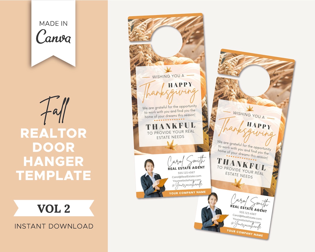 Thanksgiving Real Estate Door Hanger Vol 2 Realtor Door Knocking