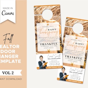 Thanksgiving Real Estate Door Hanger | Vol 2 | Realtor Door Knocking | Real Estate Farming | Real Estate Fall Marketing | Neighborhood Flyer