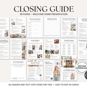 26 Page Closing Day Binder Template | New Homeowner Guide | Closing ...