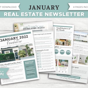 Real Estate January Newsletter | Real Estate Marketing | Realtor Newsletter | Realtor Email Marketing  | Canva Template | Realtor Printable