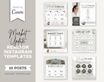 10 Market Update Realtor Instagram Posts | Real Estate Agent Social Media Post | Real Estate Marketing | Instagram Post Template | Canva