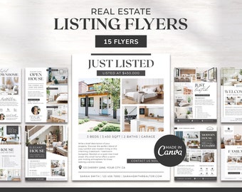 Real Estate Flyer Bundle | Editable Listing Flyers | Real Estate Marketing | For Sale Flyer | Open House Flyer | Listing Flyer | Canva