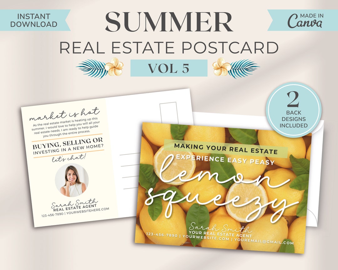 Real Estate Summer Postcard Real Estate Marketing Easy Peasy Lemon