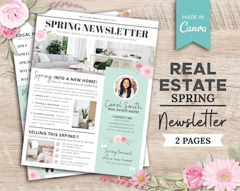 Real Estate Spring Newsletter | Real Estate Marketing | Realtor Newsletter | Spring Realtor Template | Canva Template | Realtor Printable