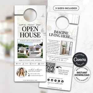 Open House Real Estate Door Hanger | Realtor Door Knocking | Real Estate Farming | Neighborhood Flyer | Real Estate Marketing | Canva