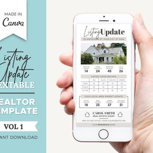 Real Estate Listing Market Update | Real Estate Listing Report | Listing Update Textable | Real Estate Marketing | Home Seller | Canva