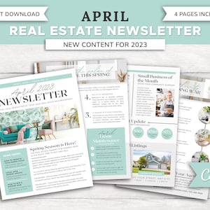 Real Estate April 2023 Newsletter | Real Estate Marketing | Realtor Newsletter | Realtor Email Marketing | Canva Template | Printable